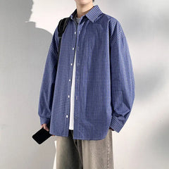Threebooy Plaid Shirts for Men Student shirt Youth workwear Mens Calssic long shirt Spring Korean Clothes casual Streetwear