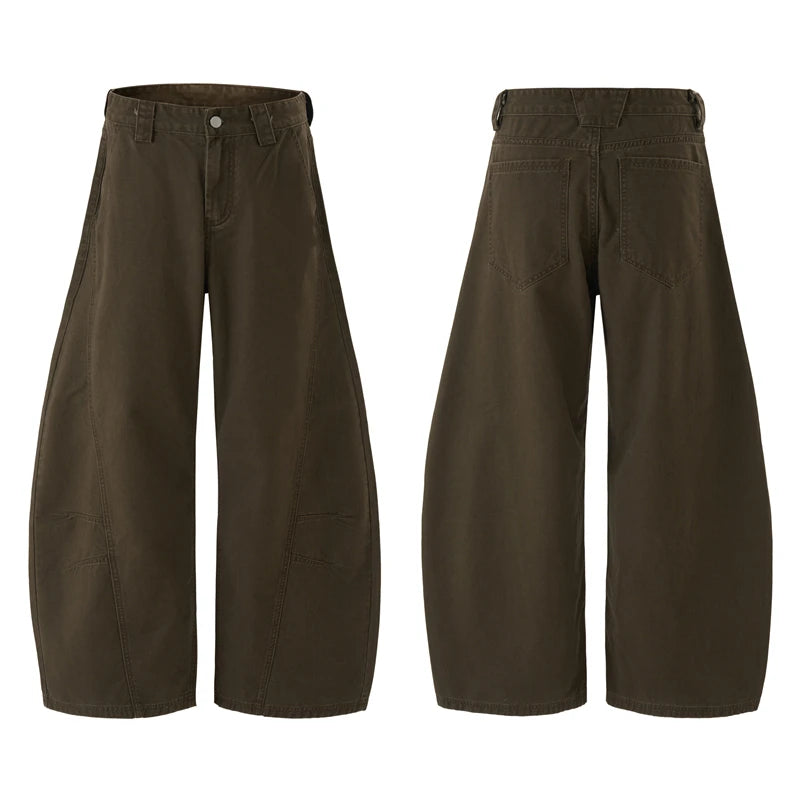 Threebooy Y2K American Baggy Pants Men's 100% Cotton Fashion Vintage Autumn Wide-leg Casual Trousers Oversize Loose Streetwear