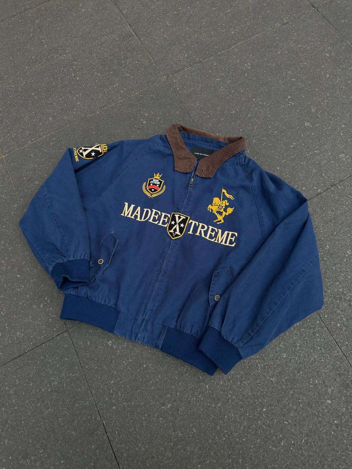 Threebooy American Retro High-end Fashion High Street Jacket Men Women Couple Autumn Winter Trendy Splicing Embroidered Short Men's Jacket