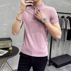 Threebooy Fashion Male Summer High Quality Leisure POLO Shirts/Men Slim Fit Pure Color POLO Shirts Tops S-5XL 5 Color