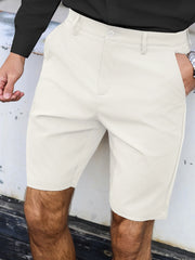 Threebooy  Men's Summer Stretch Chino Shorts Slim Fit Business Casual Solid Color Polyester Elastane Knee Length Short Pants
