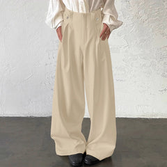 Threebooy  Men Pants Solid Color Button Joggers High Waist Casual Trousers Men Streetwear Loose Fashion Male Wide Leg Pants S-5XL