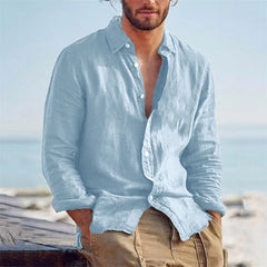 Threebooy  Men's All-season  Long Sleeve Casual Shirt  Features A Classic Turn-down Collar For Endless Styling Possibilities