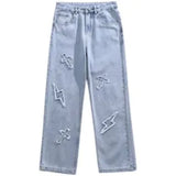 Threebooy New Trend Hip-hop Street Y2K Men's Pants High Street Loose Straight Casual Pants Fashion Men's Cross-patch Jeans Male S-3XL