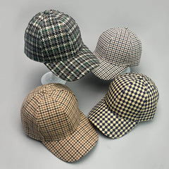 Threebooy  Retro Fashion British style Houndstooth Men Women Baseball Hats Cotton Breathable Streetwear Classic Casual Sport Unisex Caps