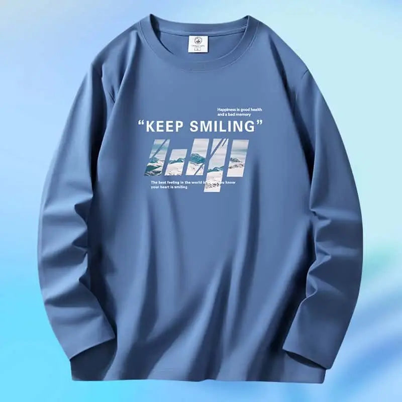 Threebooy  Spring and Autumn Men's New Splicing Pullovers O-Neck Printed Letter Fashion Loose and Versatile Casual Long Sleeve Top