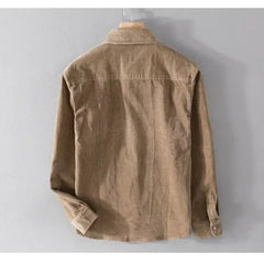 Threebooy Autumn Winter Casual Loose Corduroy Jacket For Men Elegant Business Work Turn Collar Long Sleeve Shirts For Men