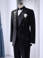 Threebooy  Luxury Beaded Wedding Groom Tuxedos 2 Piece Blazer Pants Peak Lapel One Button Formal Occasion Prom Party Banquet