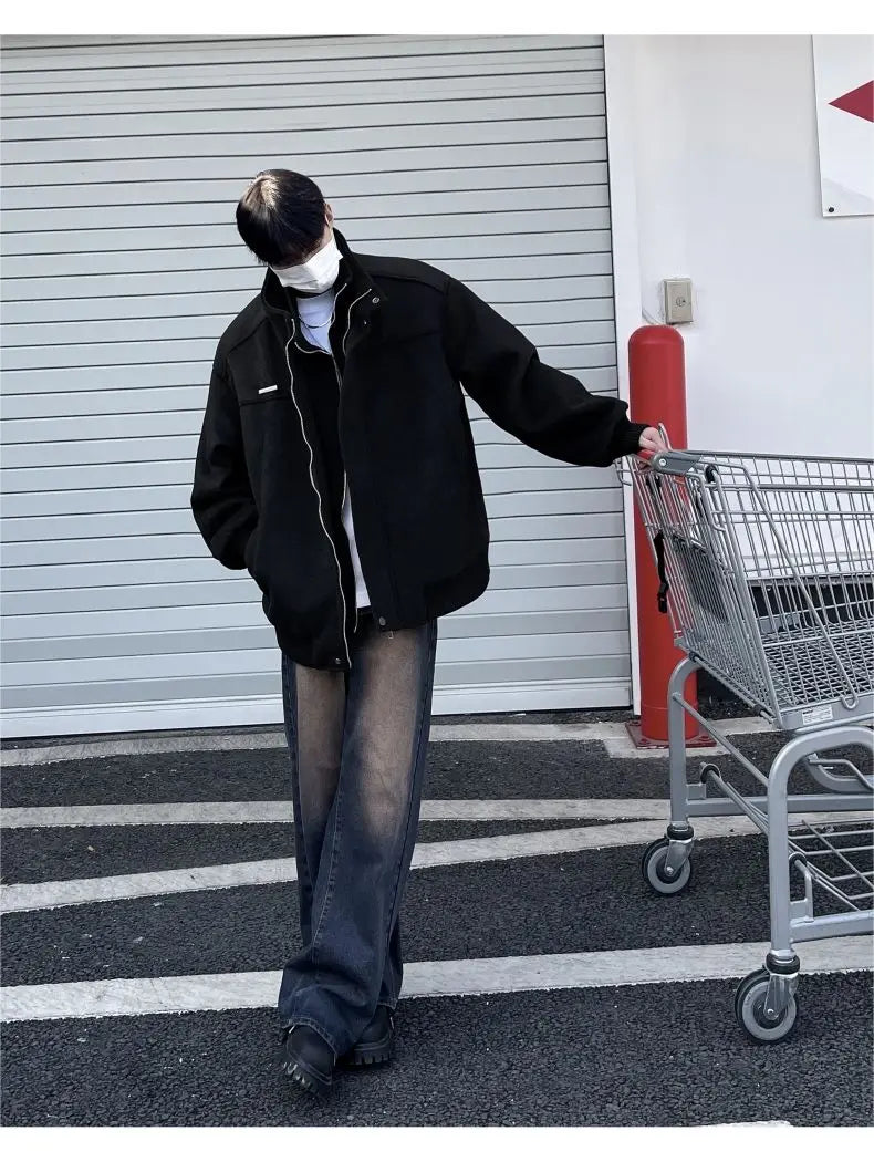 Threebooy Korean Spring and Autumn High Street Men and Women Trendy Personalized Fake Two Piece Jacket Couple Loose Retro Casual Handsome