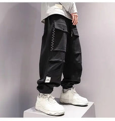 Threebooy Korean Cargo Pants Men Japanese Streetwear Oversize Sweatpants Harajuku Casual Joggers Kpop Trendy Trousers Hip Hop