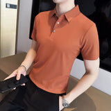 Threebooy Men's Summer Lapel POLO Shirt Short Sleeve Tops Men Business Casual Youth Tops Korean Fashion Clothing Polo Shirt Men 4XL