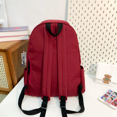 Threebooy  Unisex Solid Black Backpacks Large Capacity Waterproof Leisure Or Travel Bags Simple Nylon Light School Bags For Boys Or Girls