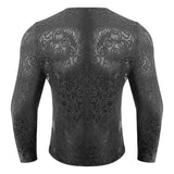 Threebooy Mens Lace Perspective Hollow Sports Fitness Slim Long-Sleeved Top Autumn Sexy Nightclub Breathable Bottoming Shirt For Men