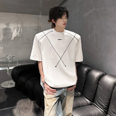 Threebooy  Men Cotton Tshirt Crew Neck Line Design Soft Comfortable Casual Streetwear Slim Fit Breathable Top Tee Shirt Fashion Trendy