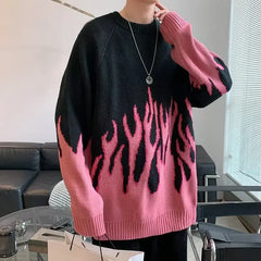 Threebooy Sweaters Fashion Brand Advanced Gradual Flame Sweaters Men's Autumn and Winter Gentle Lazy Wind Soft Waxy Sweaters