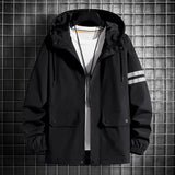 Threebooy Men's Jacket Spring Autumn Fashion Thin Hooded Jacket Street Retro Casual Coat with Pocket Sports Windbreaker