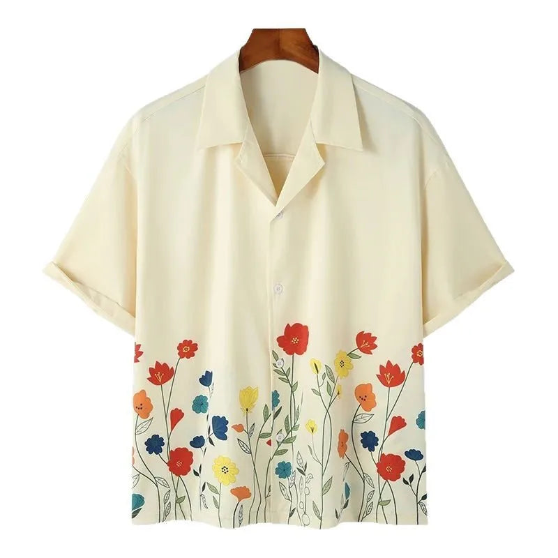 Threebooy  New Trend Men Hawaiian Shirts Fashion Casual Floral Short-sleeved Vacation Blouse Leisure Streetwear Hot Sale Tops S-2XL Summer