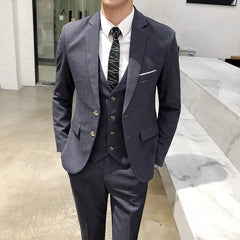 Threebooy (Jacket+Pants+Vest) Men Plaid Suits with Male Business Blazer Slim Fit Wedding Male Groom Tuxedos Suit Prom Costume Homme