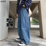 Threebooy Baggy Jeans Trousers Male Denim Pants Black Wide Leg Pants Men's Jeans Loose Casual Korean Streetwear Hip Hop Harajuku