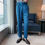 Threebooy Fashion Men's Business Formal Pants Pure Color Office Social Wedding Street Dress Business Casual Pants Slim Trousers 29-36