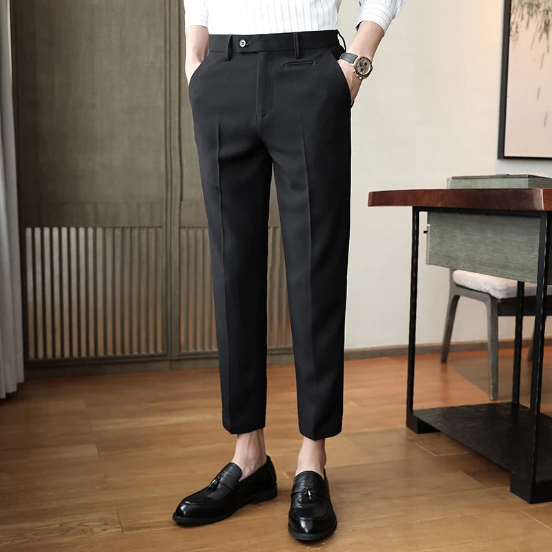 Threebooy Black Suit Pants Men Fashion Society Mens Dress Pants Korean Loose Straight Casual Pants Men Office Formal Trousers S-3XL