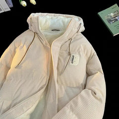 Threebooy autumn and winter street fashion corduroy thick jacket for men and women couple personalized loose retro casual Harajuku