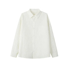 Threebooy New fabric Long-sleeved Shirts Men Korean Comfortable Blouses Casual Loose Single Breasted Textured Mens shirt Harajuku