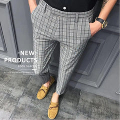 Threebooy New British Style Dress Suit Pant Man New Plaid Suit Pant Men Designer Gentlemen Business Casual Work Pant Trousers 28-34