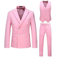 Threebooy  Full men's suits Notched lapel Double Breasted Three-piece suit for  Wedding dresses Graduation casual suit Banquet