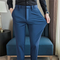 Threebooy Men Have High Spring Elasticity Business Trousers/Male Slim Fit Solid Color Dress Suit Pants Casual Pants 38