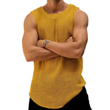 Threebooy Mens Casual Thin Knitted Hollow Vest Genderless 2024 New Personalized Versatile Vacation Comfortable Solid Color Tank Top Unisex