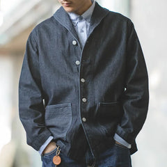 Threebooy Lapel Jeans Jacket 13.5 Oz Multi Pockets Coat Men’s Vintage Deck Workwear Denim Shirts Quality Fashion Clothes For Male