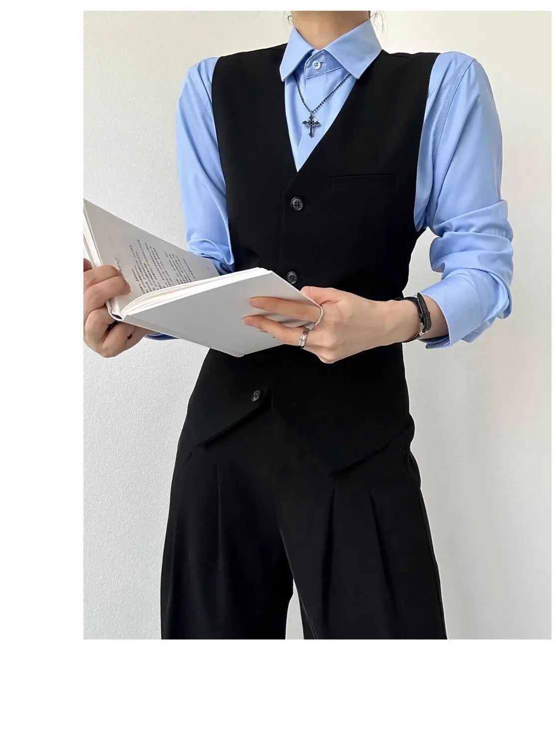 Threebooy High-end Black Gray Suit Vest Fashion Men Women Same Neutral Style Slim Business Casual Blazer Vest Urban Streetwear