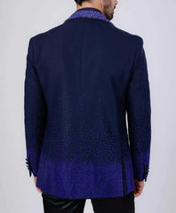 Threebooy  Fashion Rhinestones Men Suits 2 Pieces Blazer Pant One Button Beaded Crystal Wedding Groom Tuxedo