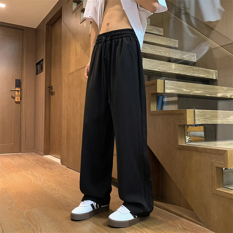 Threebooy Baggy Slacks Straight Trousers Jogger Man Pants Men's Summer Pants New in High Quality Brands Ice Silk Wide Leg Clothing