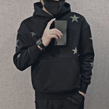 Threebooy Sweatshirt for Man Hooded Black Male Clothes Hoodies Star Sweat Shirt Emo Korean Style One Piece Novelty and Warm Loose