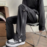 Threebooy Vibe Style Waterproof Black Men Cargo Outdoor Tracksuit Pants Y2K Side Zipper Sweatpants Male Long Trousers Pantalon Homme