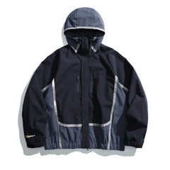 Threebooy Vintage Patchwork Jackets Windbreaker Men Harajuku Casual Outdoor Hooded Jacket Streetwear Loose Autumn New Cargo Jacket Male