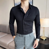 Threebooy  Clothing New Casual Cotton Soft Thin Mens Shirts Slim Fit Luxury Business Long Sleeve Shirt Male Lapels Outwear Streetwear