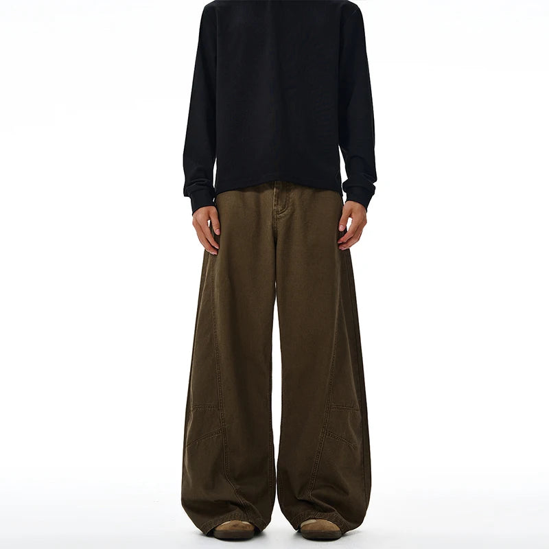 Threebooy Y2K American Baggy Pants Men's 100% Cotton Fashion Vintage Autumn Wide-leg Casual Trousers Oversize Loose Streetwear
