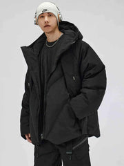Threebooy New American Thickened Warm Hooded Down Jacket Men Women Winter, Korean Casual Loose Deconstruction Design Cotton Jacket Chic