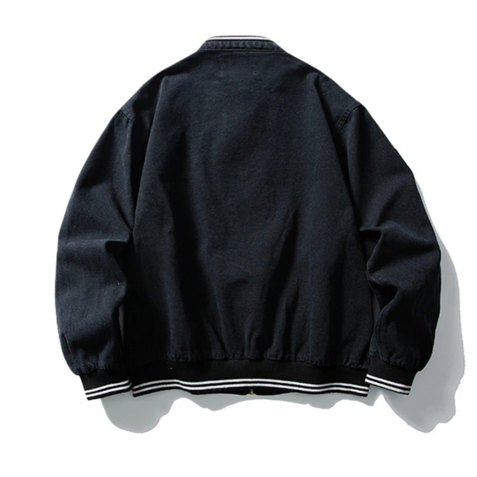 Threebooy Vintage Embroidery Cargo Jacket Mens Streetwear Punk Y2k Casual Coats Oversized Harajuku Loose Hip Hop Zip Up Jackets Male