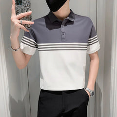 Threebooy Summer Men's Casual Slim Fit Short Sleeved Polo T-shirt Lapel Collar High-quality Tshirt Fashion Trend Top Business T Shirts