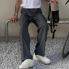 Threebooy Gray Suit Pants Men Fashion Business Society Mens Dress Pants Korean Loose Straight Pants Mens Office Formal Trousers M-2XL