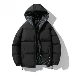 Threebooy Korean Hip Hop Winter Parkas Thickened Warm Padded Coat Youth Trendy Bread Jacket Two Sides Wearing Jacket Cityboy Hooded Wear