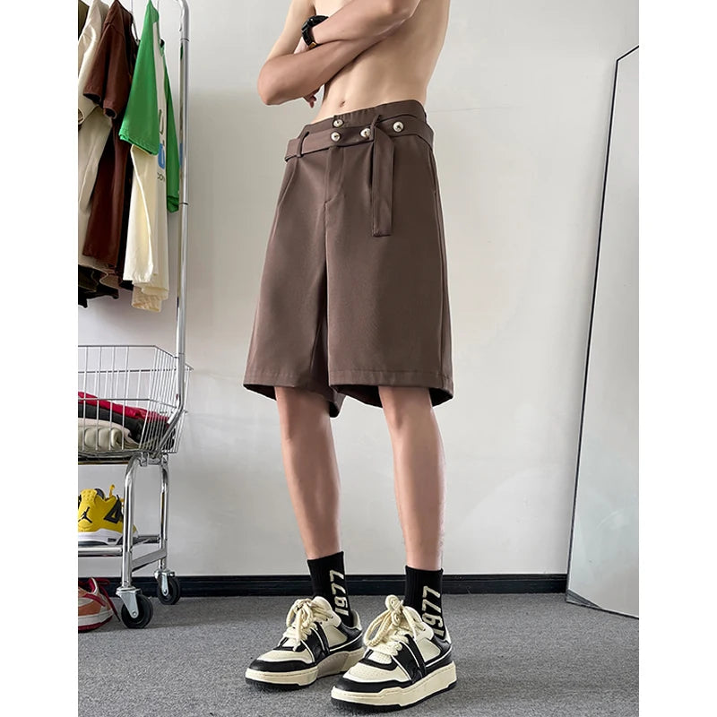 Threebooy Summer Suit Shorts Men Fashion Social Mens Dress Shorts Korean Loose Casual Suit Shorts Mens Office Formal Shorts Large Size