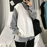 Threebooy Spring New Korean Fashion Men Pullover Oversized Sweater Vest Male Loose Casual Harajuku Waistcoat Knit Vest for Men