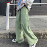 Threebooy Baggy Men Wide Leg Pants Korean Spring Autumn Solid Color Straight Overalls Casual Trousers Man Bottoms Y2k Clothes