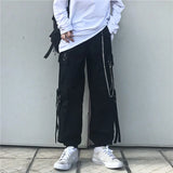 Threebooy Techwear Pant Sets Men Punk 3 Piece Outfits Black Cargo Pants Long Sleeve Shirts Korean Streetwear Hip Hop Spring