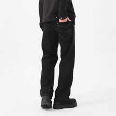 Threebooy  Summer New Men's Solid Color Straight Jeans American Retro Casual Fashion Trend Hip-Hop High Street Simple Loose Men's Bottoms